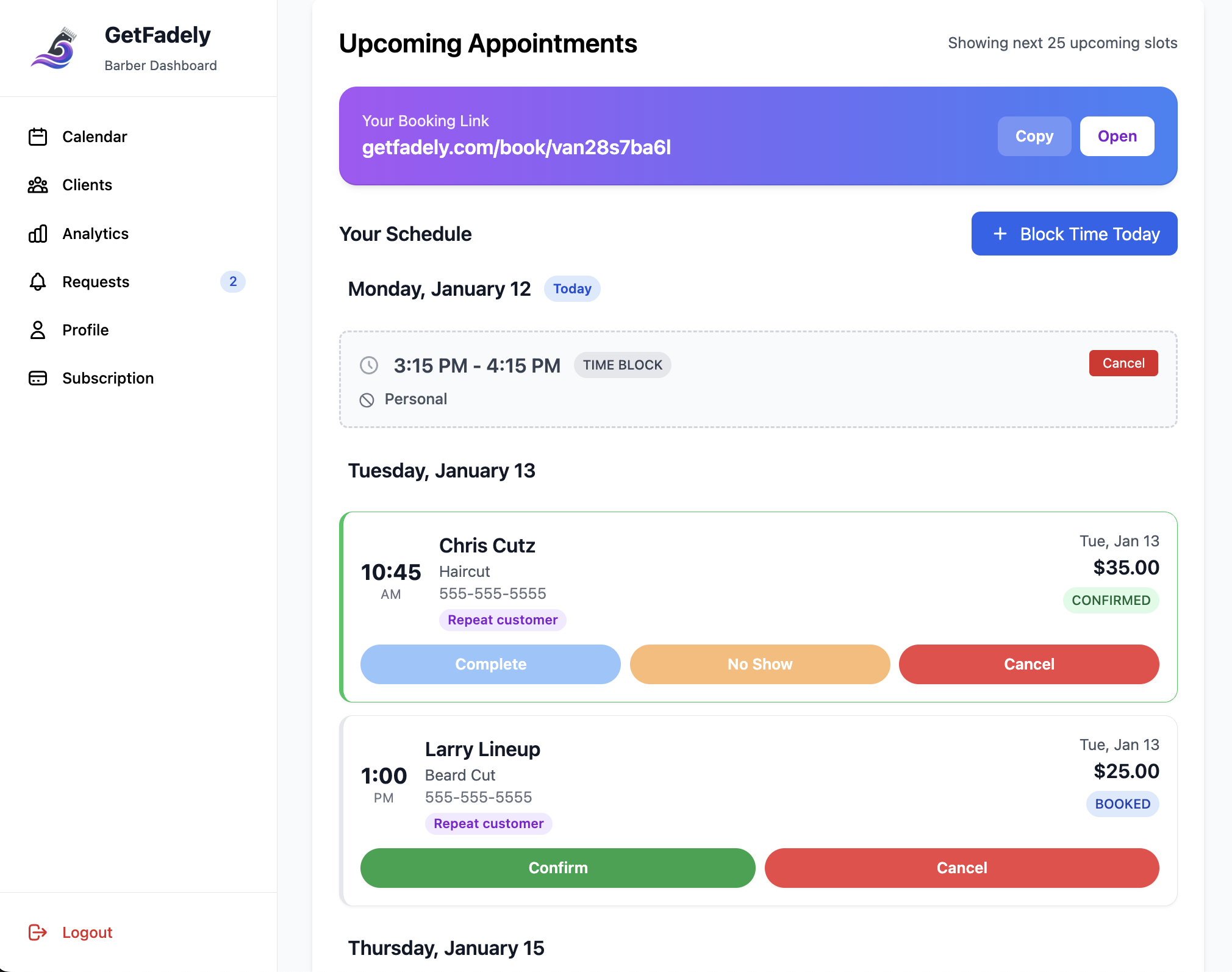 Fadely Dashboard Preview